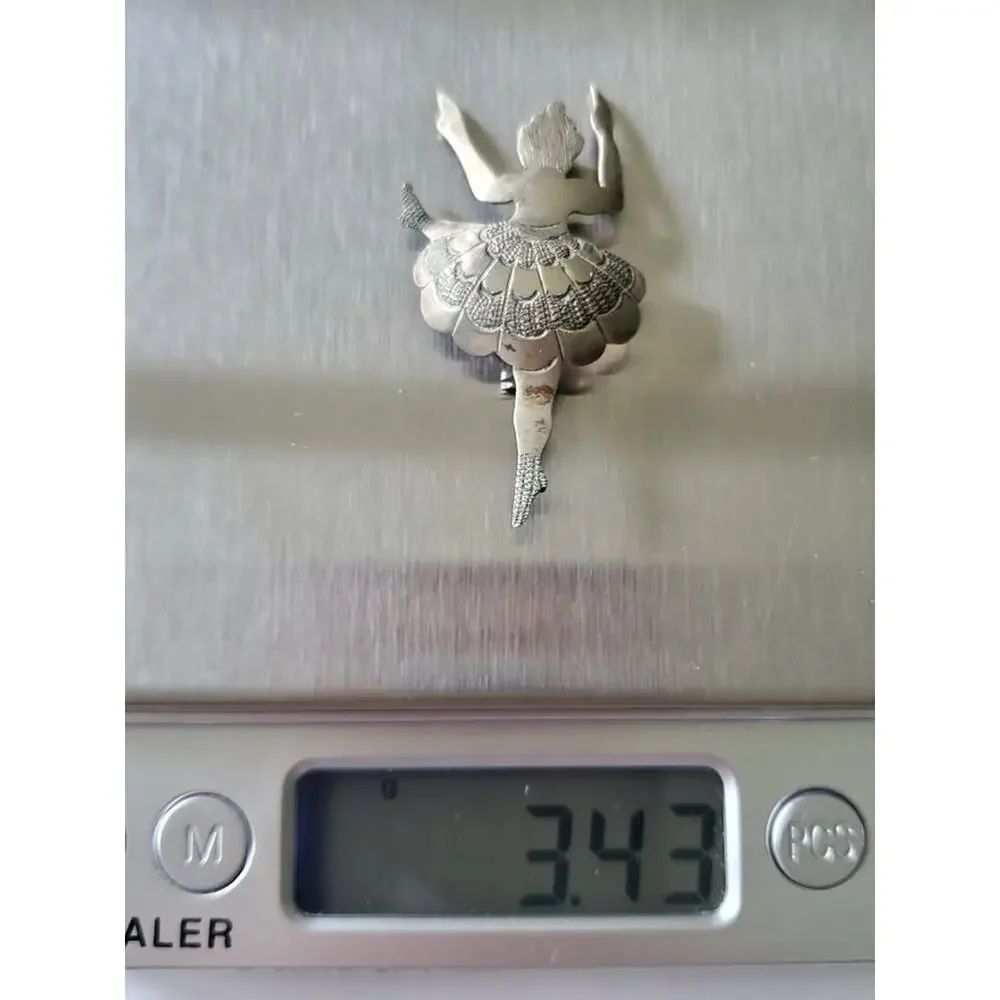 Alpaca Silver Hecho En Mexico Mexican Lady Dancer Brooch Pin
